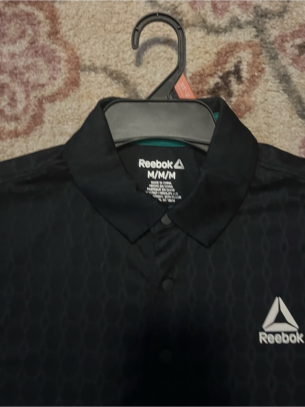 Reebok Black Polo Shirt with White Logo - Picture 2 of 5